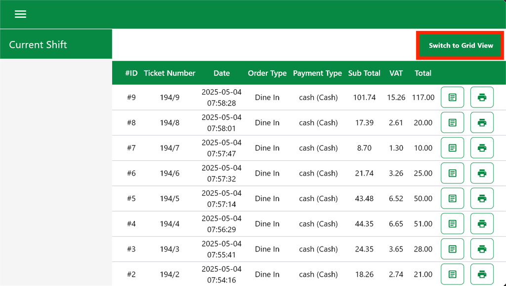 GK POS Table View